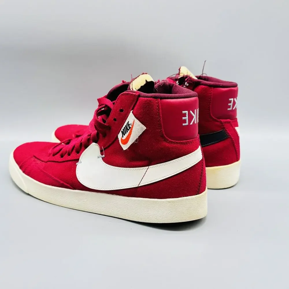 Nike Blazer Mid Shoes Womens 11.5 Noble Red Canvas BQ4022-603 Zip Canvas Rare